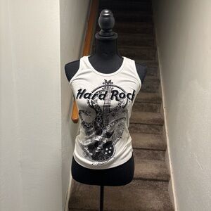 Hard Rock Cafe White & Black Logo Tank Top